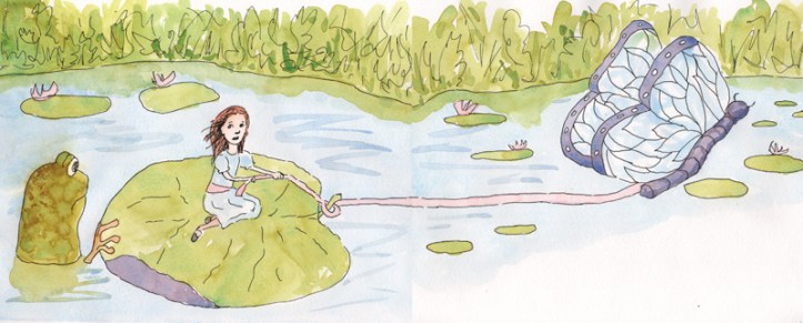 Thumbelina - watercolor and ink