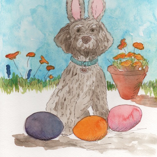 Mokie Bunny - watercolor and ink